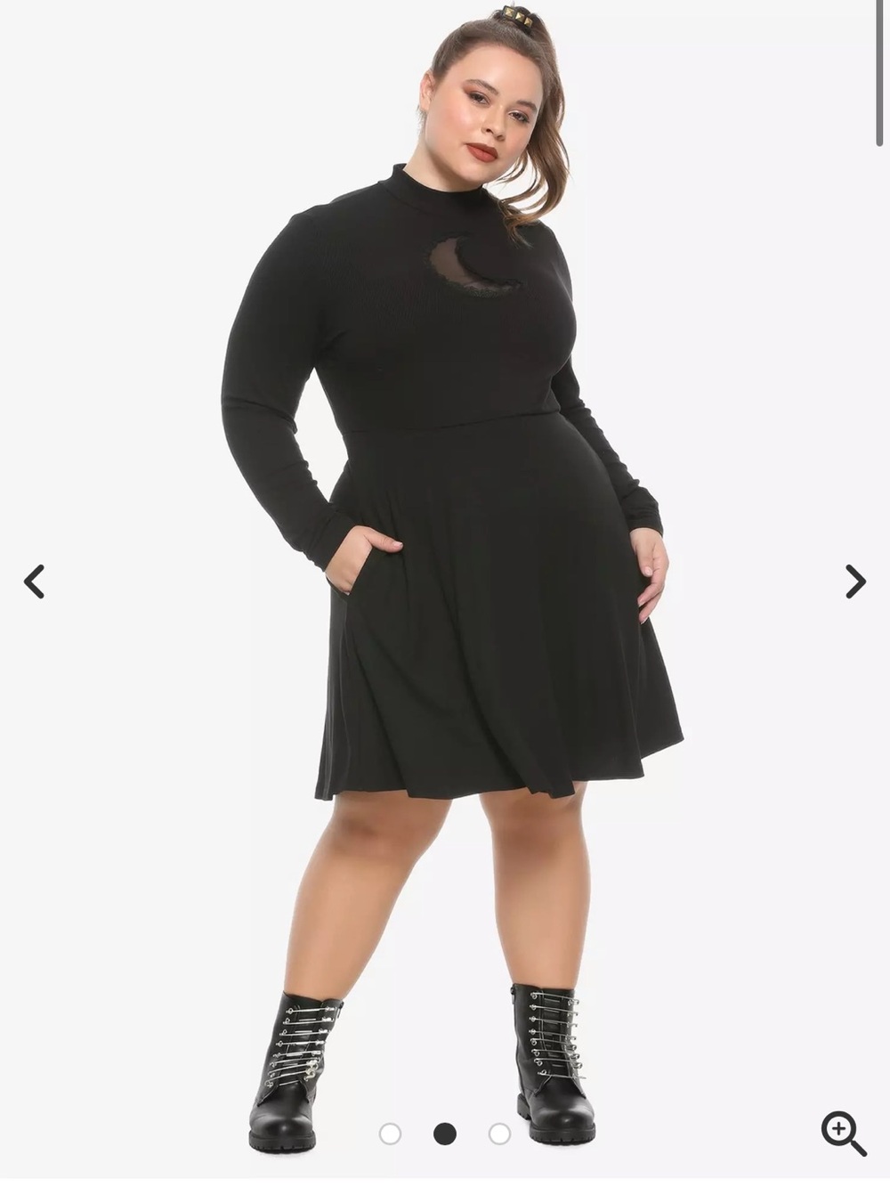 Hot Topic Black Long-Sleeve Witch Dress with Crescent Moon Cutout - Picture 2 of 6